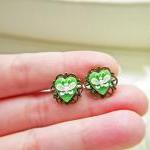 Vintage Green Heart Butterf..