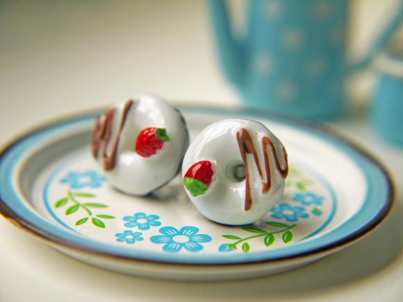 Sale. Icing Glazed Doughnut Post Earrings.